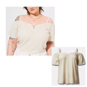 Torrid Washable Crinkle Gauze Cold Shoulder Top Sz 4X NWT